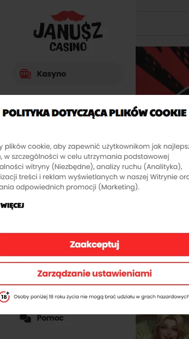Strona Janusz Kasyno otwarta w przeglądarce telefonu